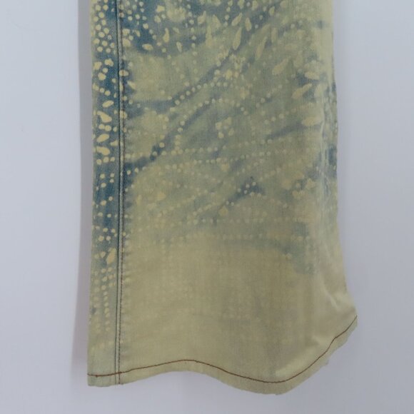 Free People Womens 24 Blue Bleached Dotted Swirl Flare Denim Jeans Pants Pockets - Picture 5 of 13